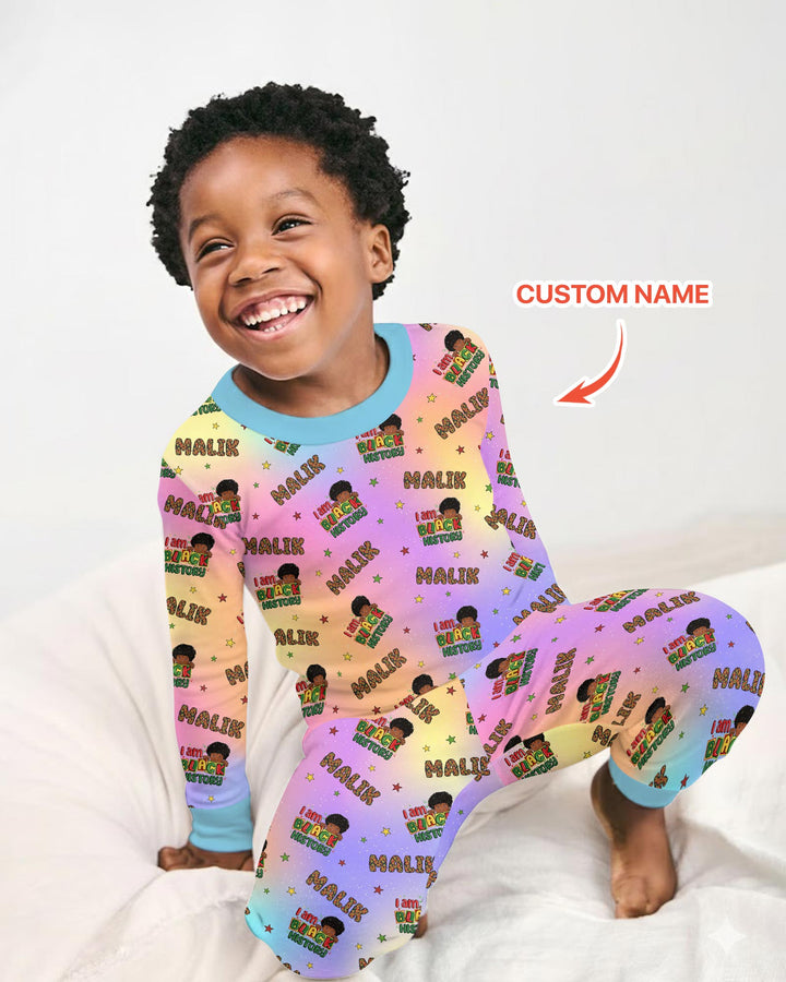 Custom Name I Am Black History Custom Two Piece Long Sleeve Pajama Set