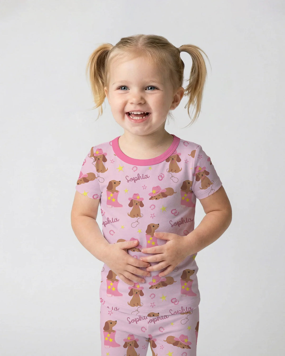 Howdy Dachshund Two Piece Short Sleeve Pajama Set