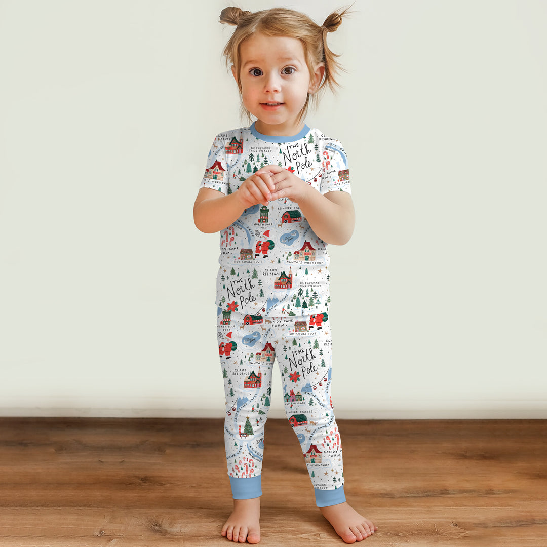 The North Pole Map Two Piece Short Sleeve Pajama Set , The North Pole Map Two Piece Short Sleeve Pajama Set - 12-18M