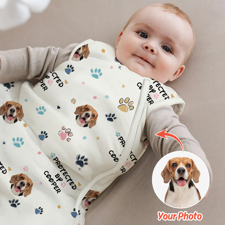Custom Dog Photo Pattern Protected By Sleep Bag Lightweight 0.5 TOG