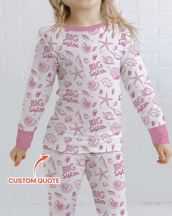 Coquette Seashell Matching Sibling Bamboo Two Piece Long Sleeve Pajama Set