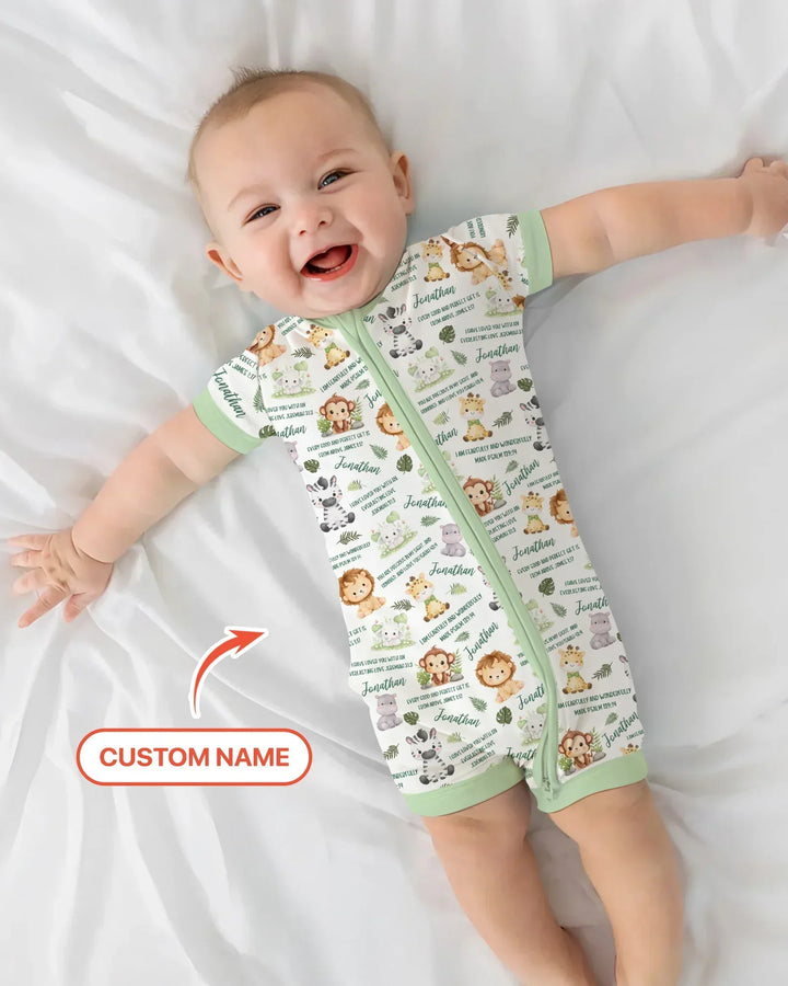 Custom Name Bible Verse Safari Animal Shorty Zippy