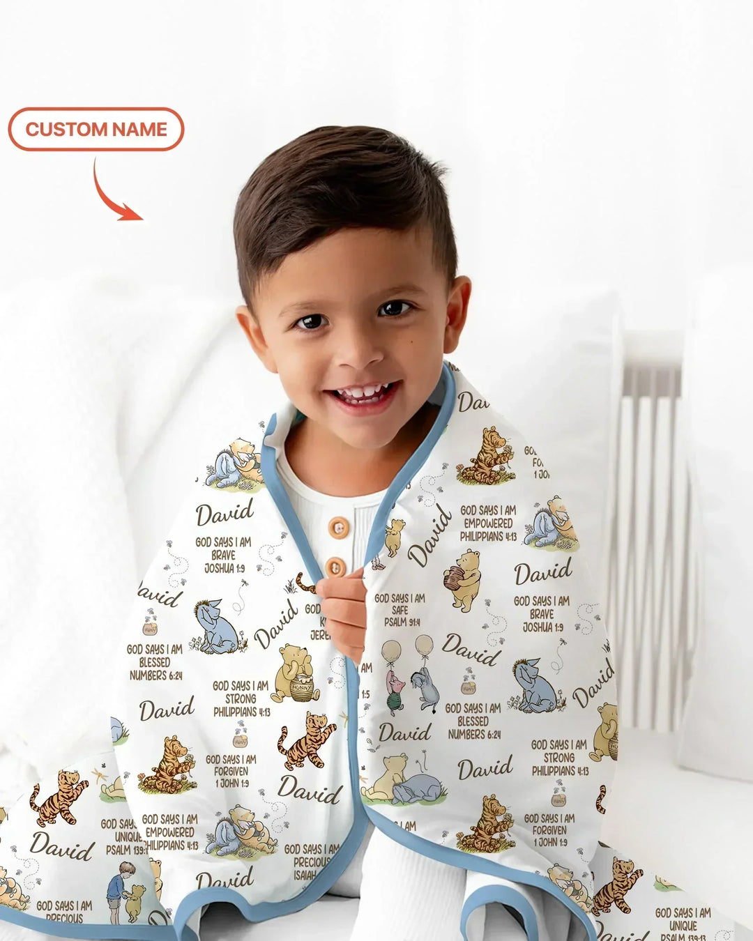 Custom Name God Says I Am Classic Bear Bamboo Blanket