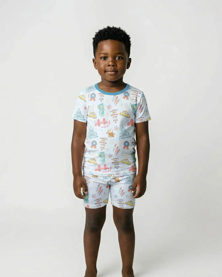 250 Years Of Freedom Two Piece Short Sleeve Shorts Pajama Set