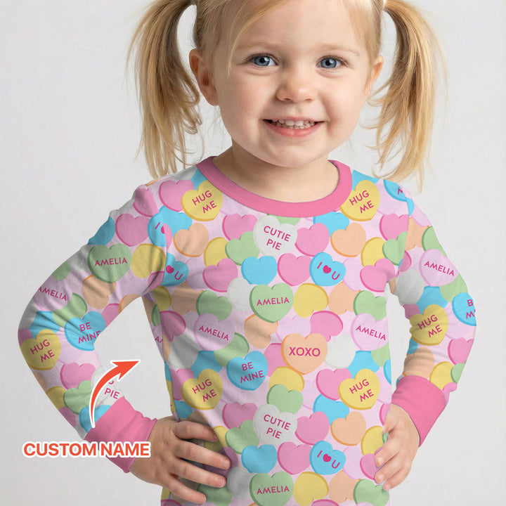 Valentine Candy Crush Family Matching Two Piece Long Sleeve Pajama Set