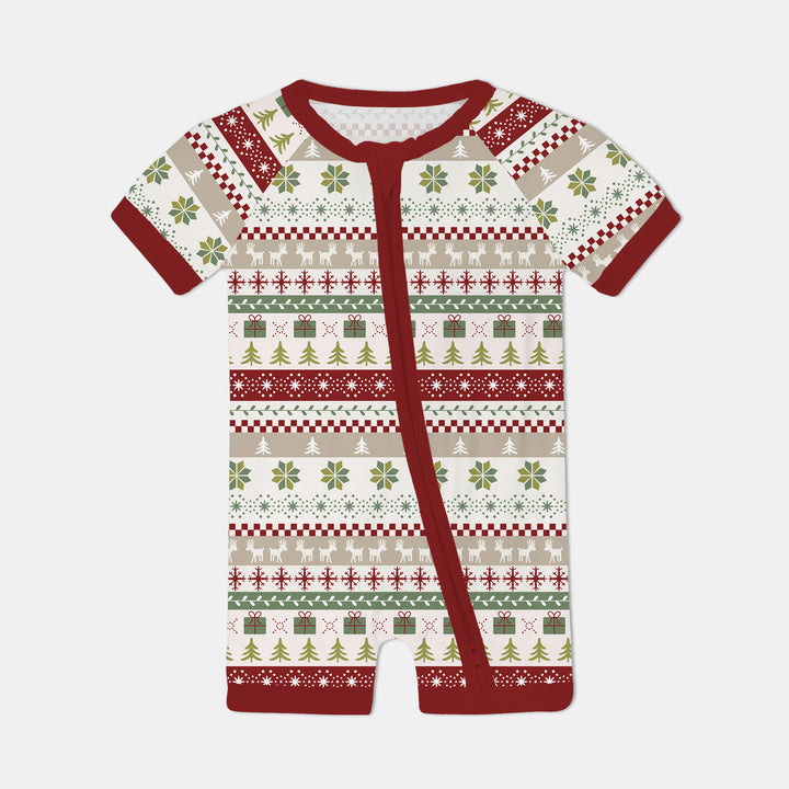 Christmas Fair Isle Red and Green Shorty Zippy