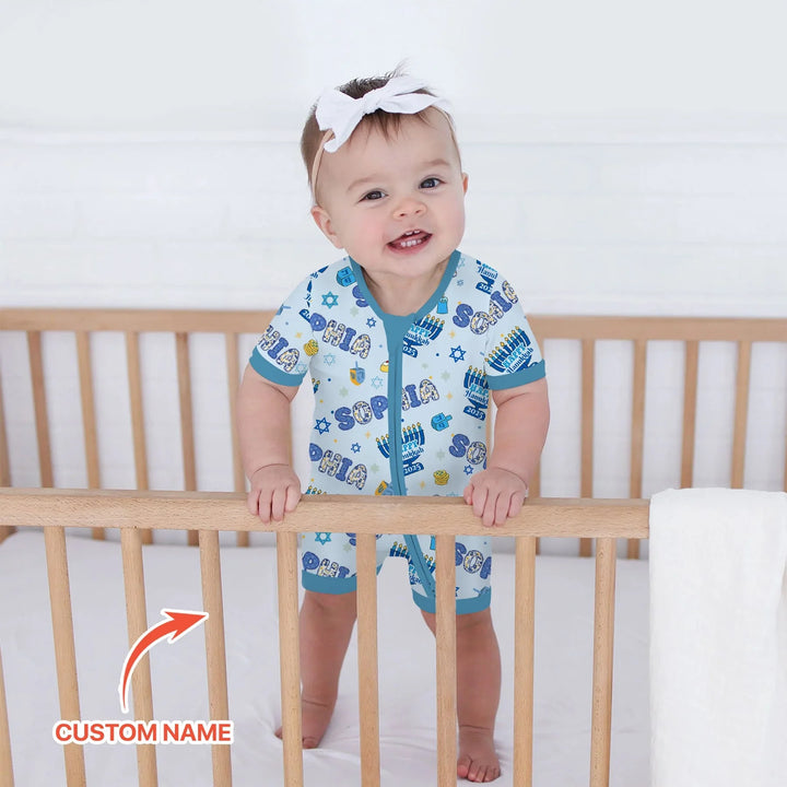 Custom name Happy Hanukkah 2025 Shorty Zippy