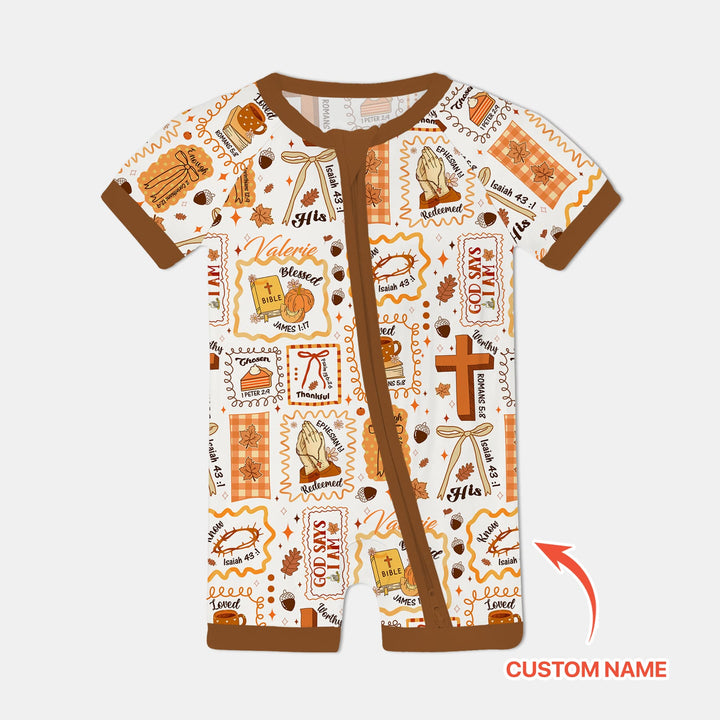 Custom Name I Am Thankful For Jesus Shorty Zippy , Custom Name I Am Thankful For Jesus Shorty Zippy - 0-3M