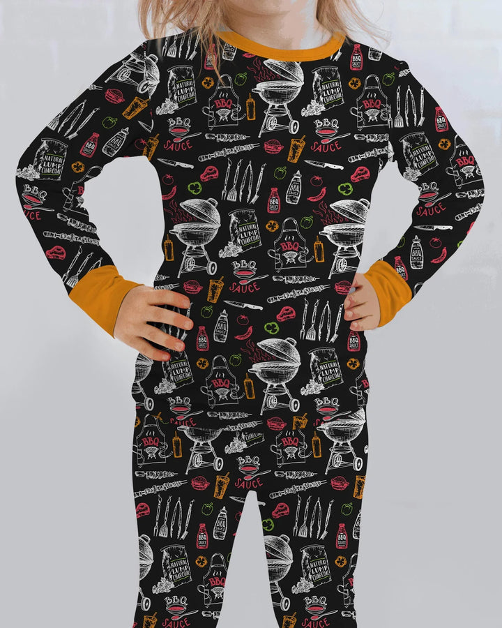 Backyard BBQ Party Family Matching Bamboo Two Piece Long Sleeve Pajama Set