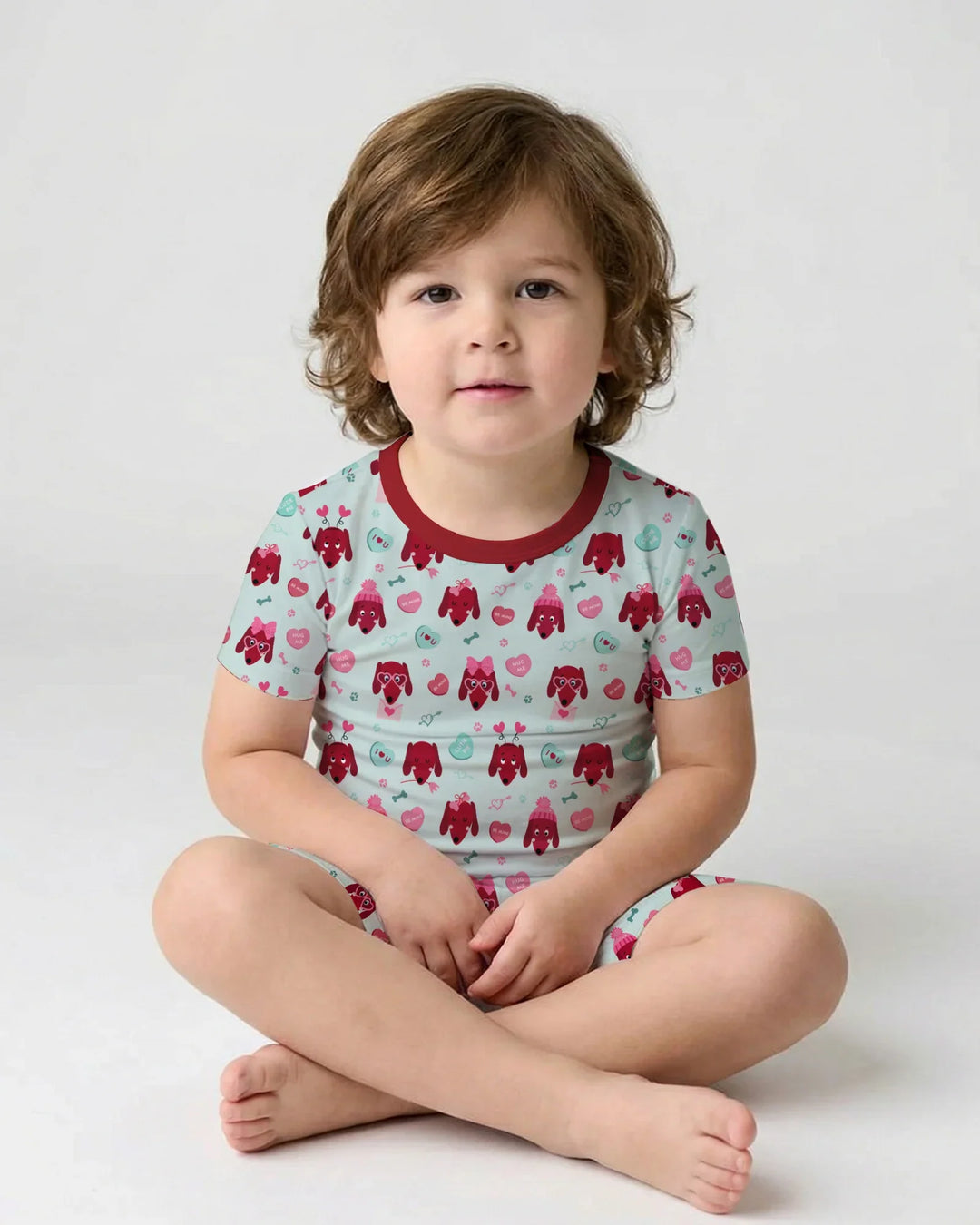 Dachshund Is My Valentine Two Piece Short Sleeve Shorts Pajama Set