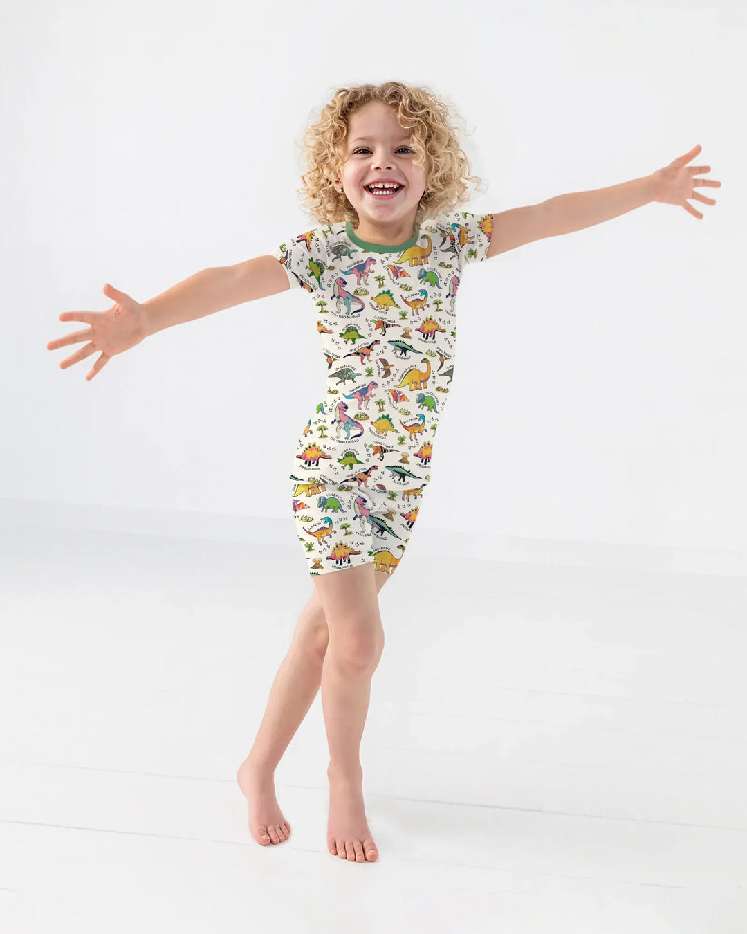 All The Dino Types Bamboo Two Piece Short Sleeve Shorts Pajama Set