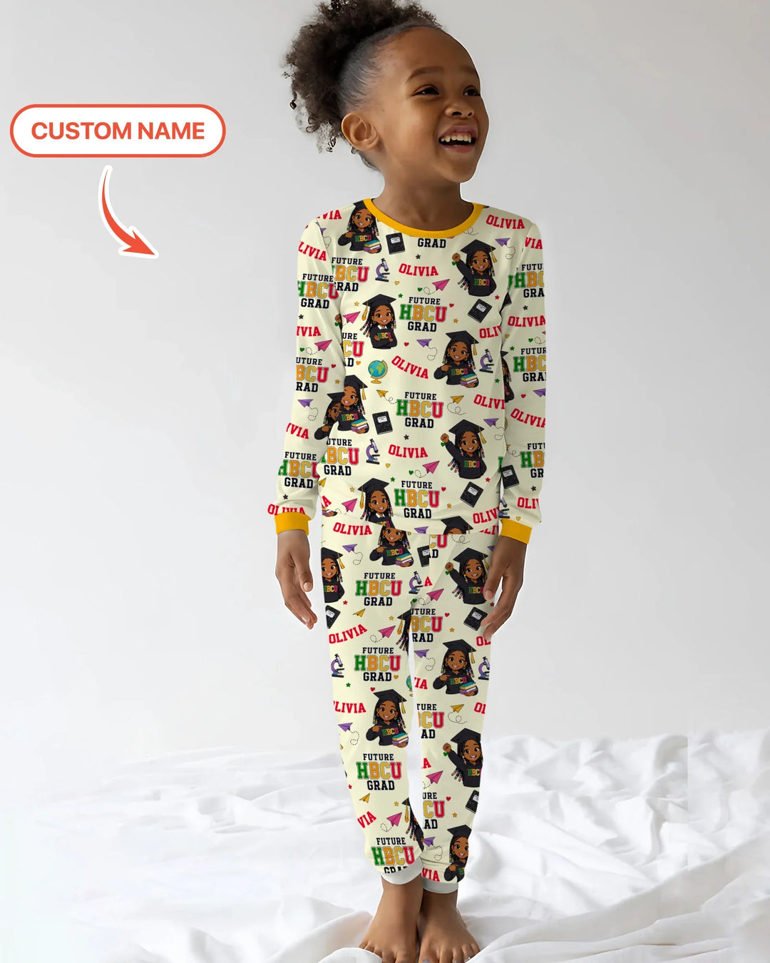 Custom Name Future HBCU Grad Bamboo Two Piece Long Sleeve Pajama Set