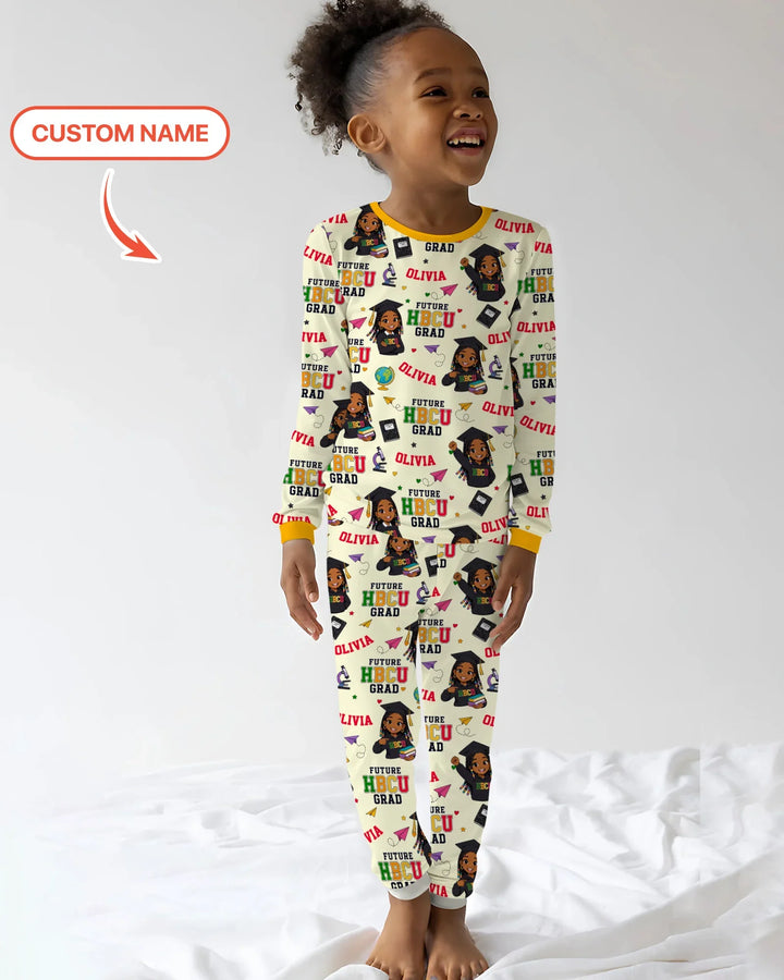 Custom Name Future HBCU Grad Bamboo Two Piece Long Sleeve Pajama Set