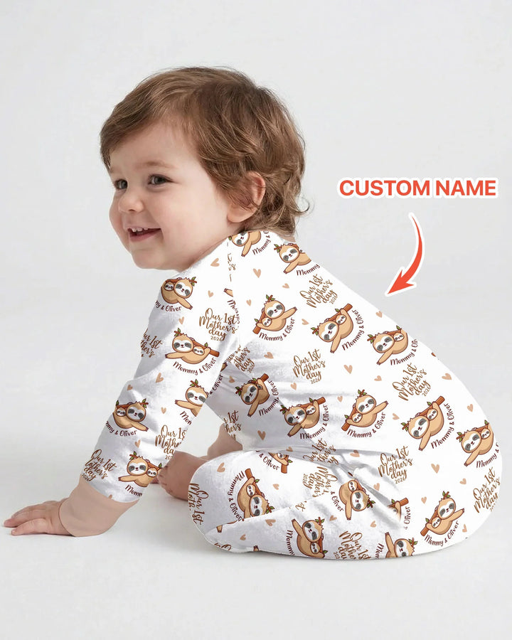 Custom Name Mama & Baby Sloth – Our First Mother’s Day 2026 Bamboo Convertible Zippy