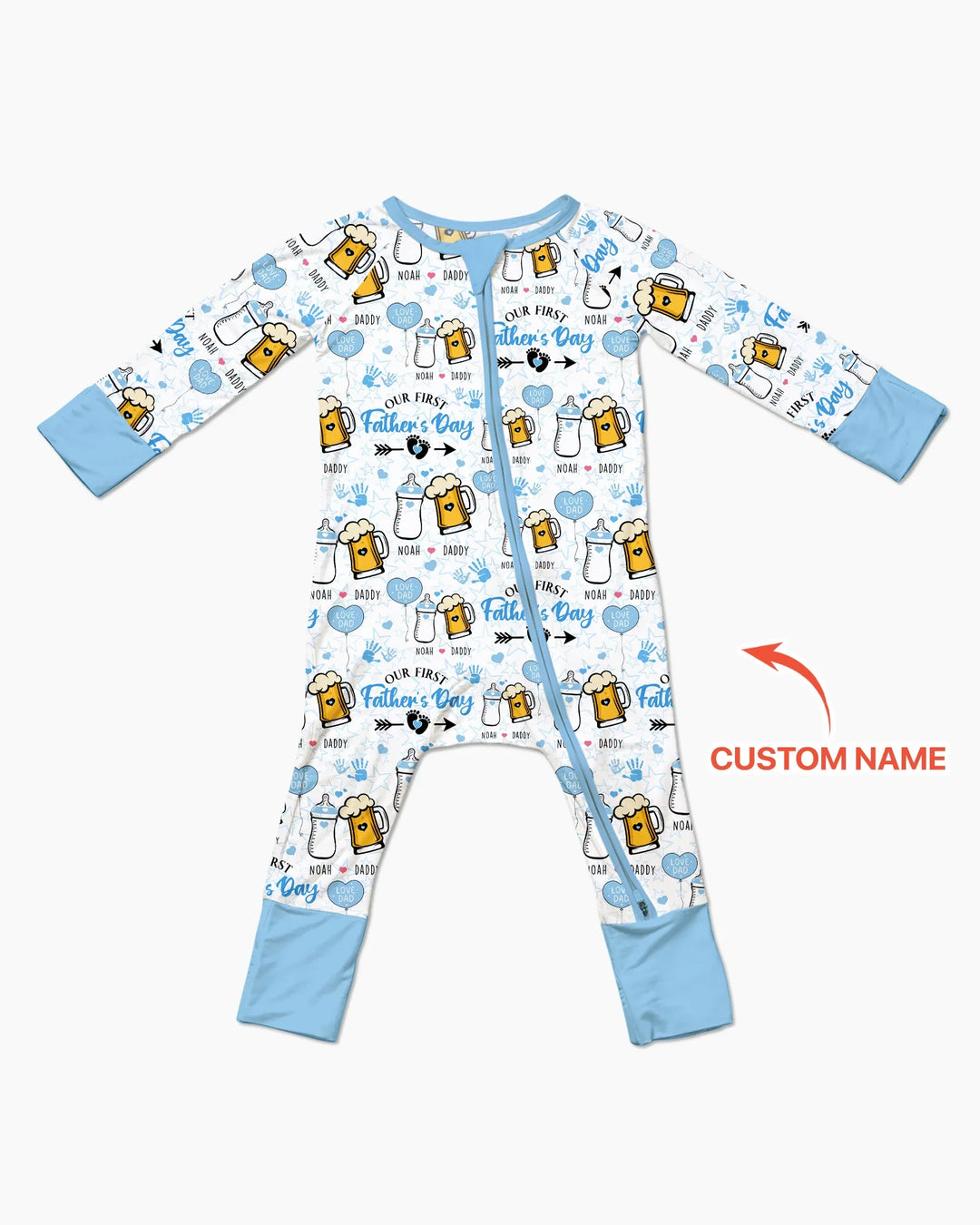Custom Name First Father's Day Drink Bamboo Convertible Zippy