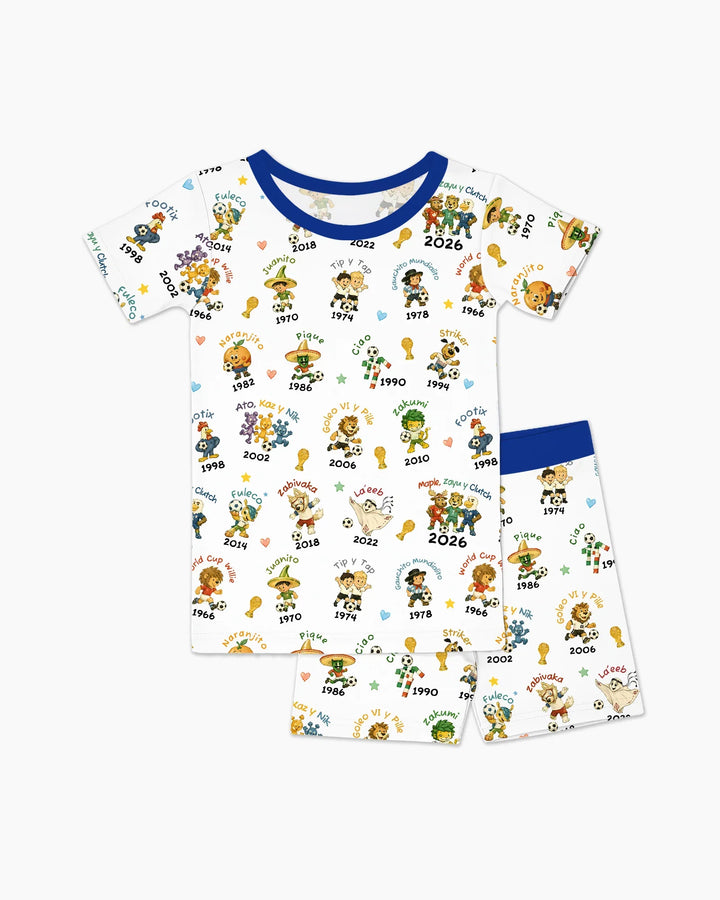 Soccer cup Mascots Bamboo Two Piece Short Sleeve Shorts Pajama Set