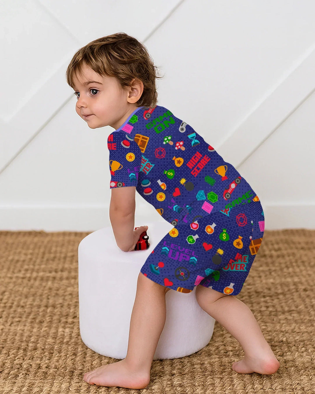 Gamer Mode On Family Matching Bamboo Two Piece Short Sleeve Shorts Pajama Set