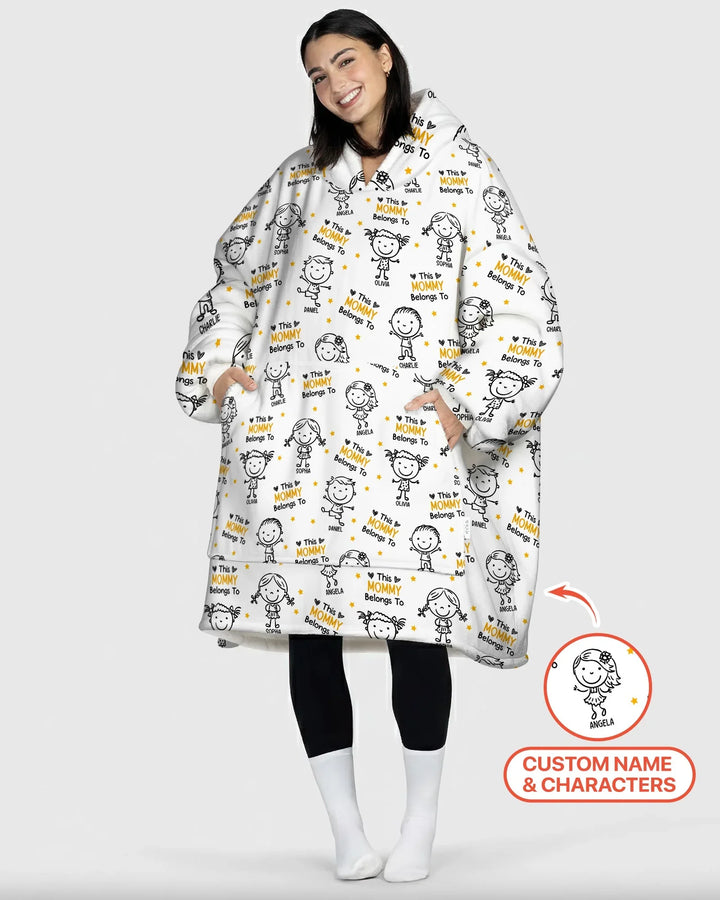 Custom Name "This Mommy Belongs To" Doodle Bamboo Blanket Hoodie