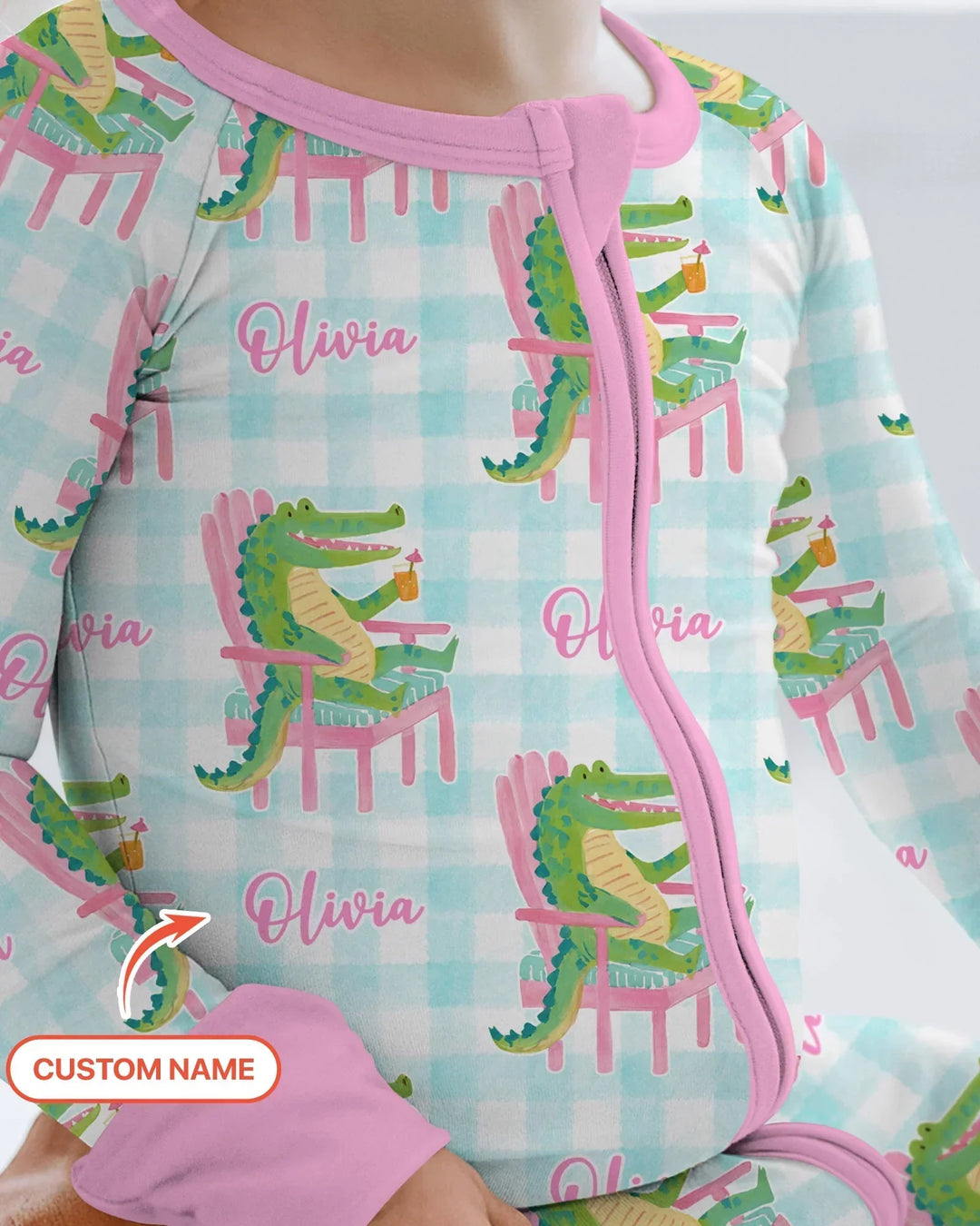 Custom Name Preppy Later Gator Bamboo Convertible Zippy