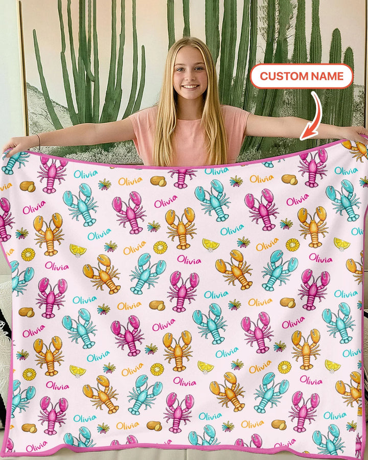 Custom Name Crawfish Crew Bamboo Blanket