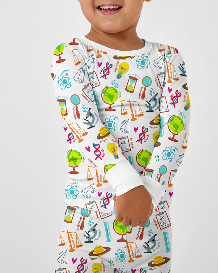 Tiny Scientist Explores The World Bamboo Two Piece Long Sleeve Pajama Set