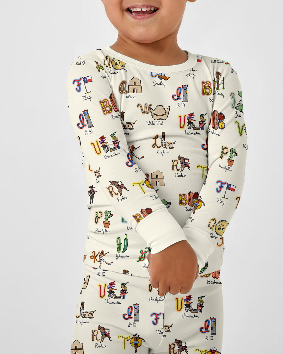 Texas Alphabet Bamboo Two Piece Long Sleeve Pajama Set