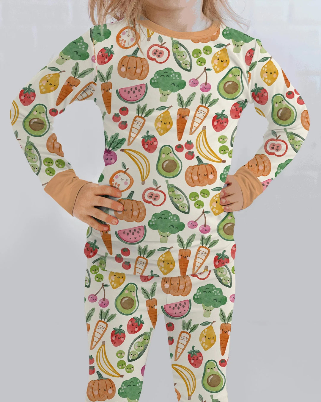 Zweiteiliges Langarm-Pyjama-Set mit Sommerfrüchten