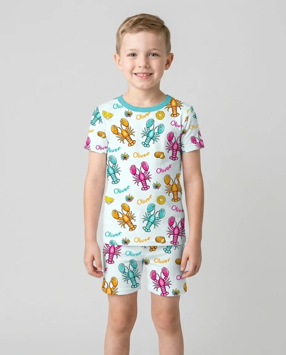 Zweiteiliges Pyjama-Set mit kurzen Ärmeln und Shorts im Sommer-Design