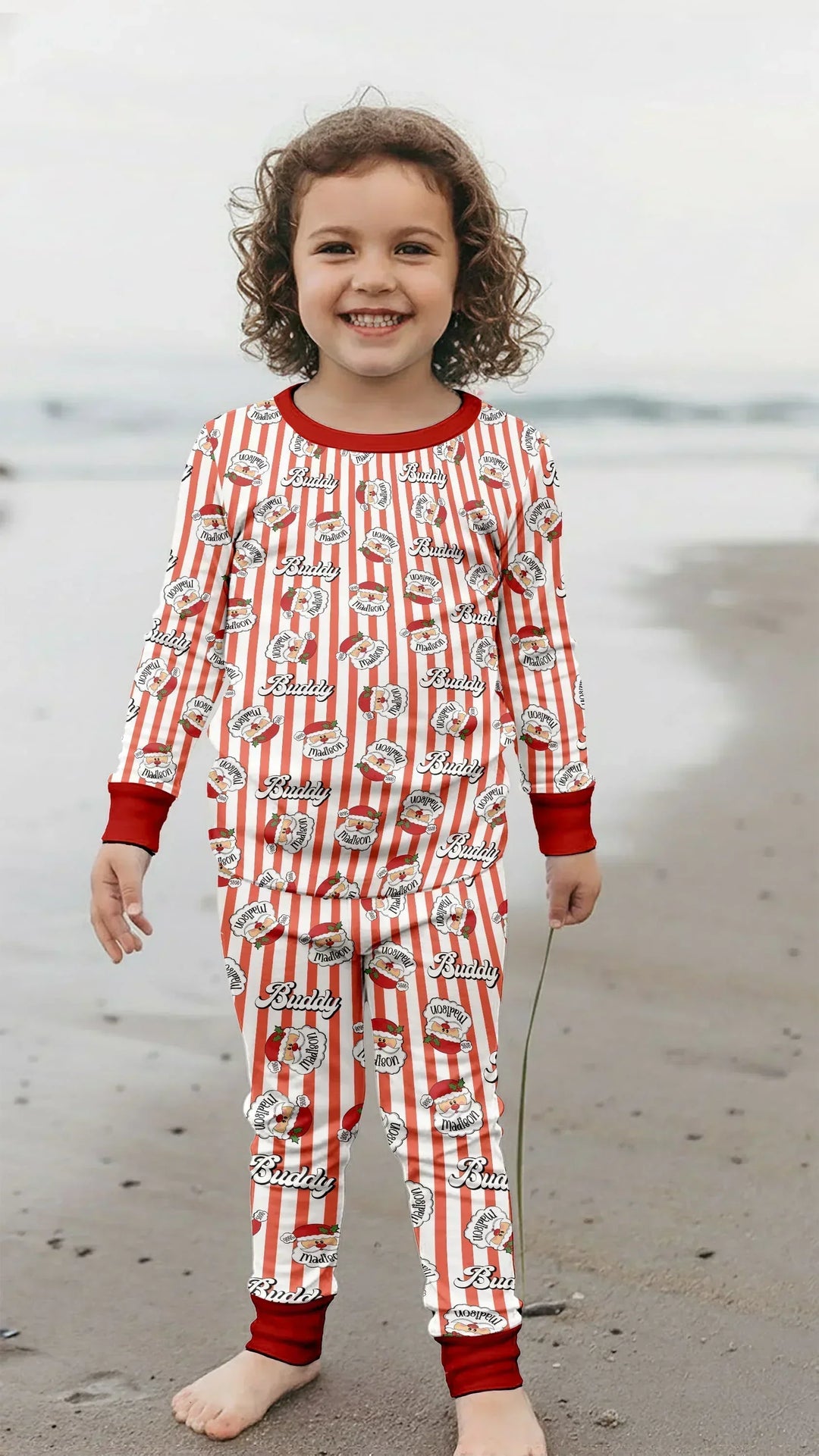 Christmas Santa Claus Custom Name Buddy Two Piece Long Sleeve Pajama Set