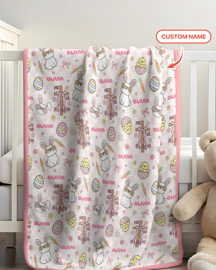 Custom Name Retro Easter Blanket