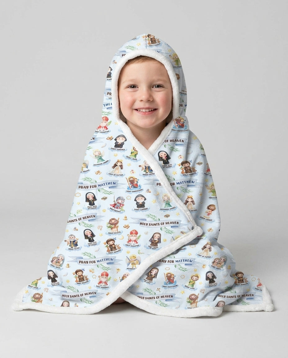 Holy Saints of Heaven Custom Name Bamboo Wearable Hooded Blanket