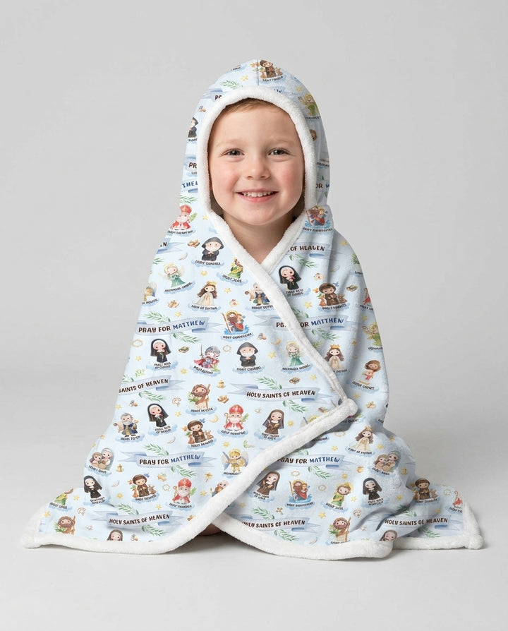 Holy Saints of Heaven Custom Name Bamboo Wearable Hooded Blanket