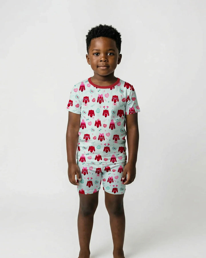 Dachshund Is My Valentine Two Piece Short Sleeve Shorts Pajama Set