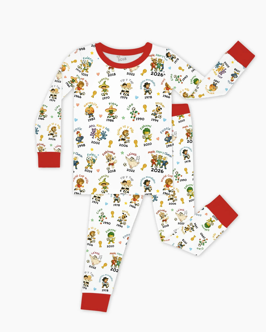 Soccer cup Mascots Bamboo Two Piece Long Sleeve Pajama Set