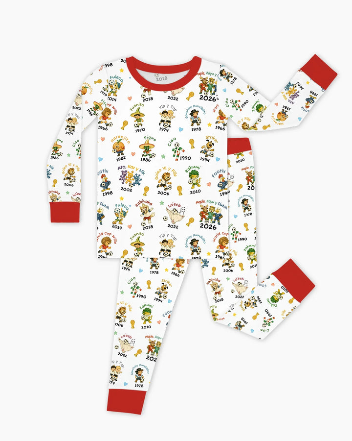 Soccer cup Mascots Bamboo Two Piece Long Sleeve Pajama Set