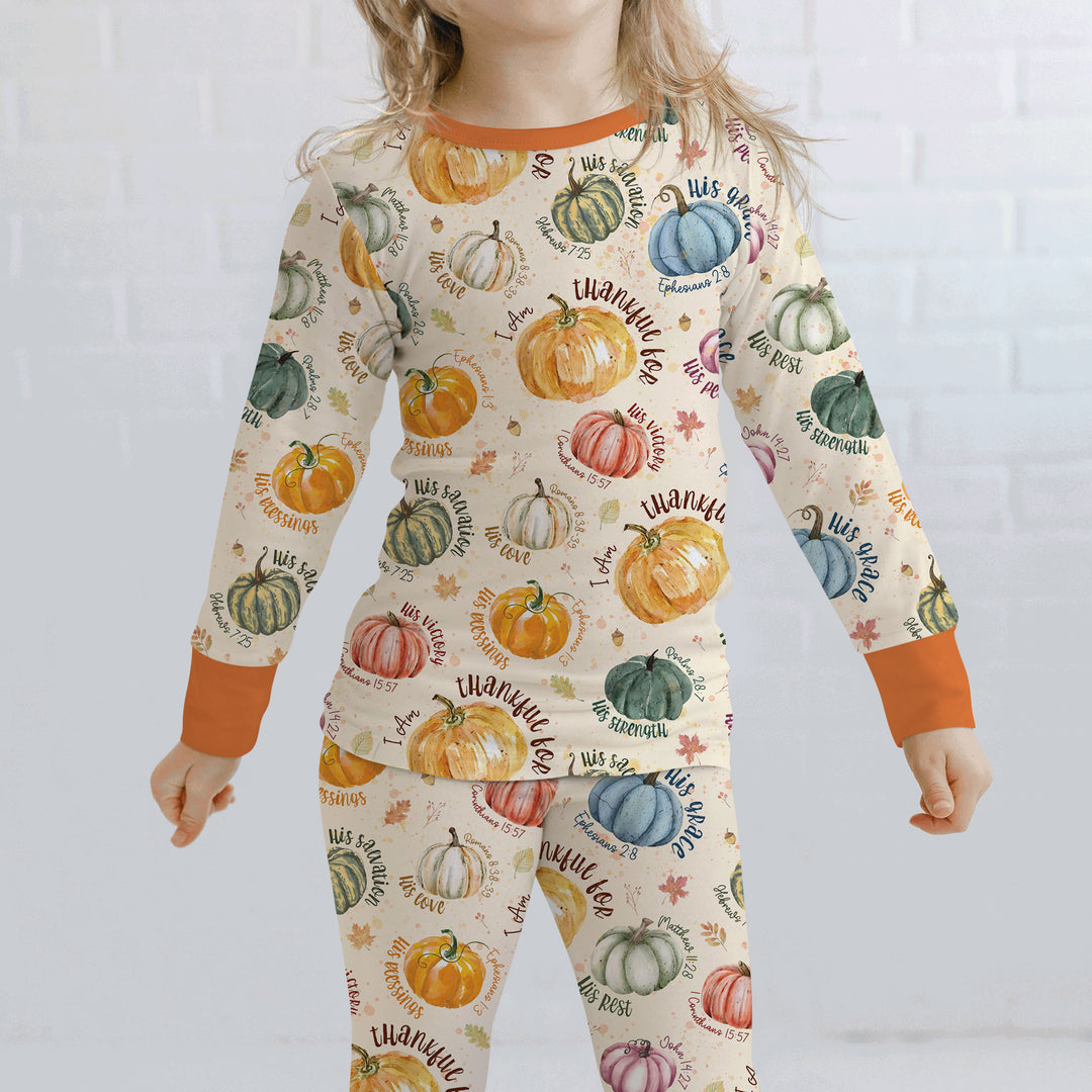 Christian Thanksgiving Two Piece Long Sleeve Pajama Set , Christian Thanksgiving Two Piece Long Sleeve Pajama Set - 12-18M / Chocolate Brown