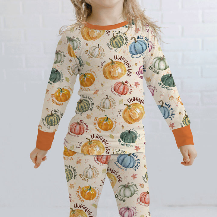 Christian Thanksgiving Two Piece Long Sleeve Pajama Set , Christian Thanksgiving Two Piece Long Sleeve Pajama Set - 12-18M / Chocolate Brown