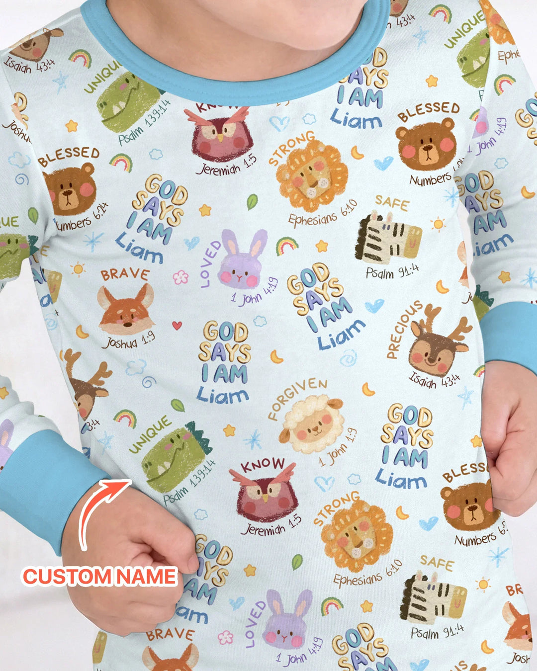 God Says I Am — Little Flock Custom Name Two Piece Long Sleeve Pajama Set