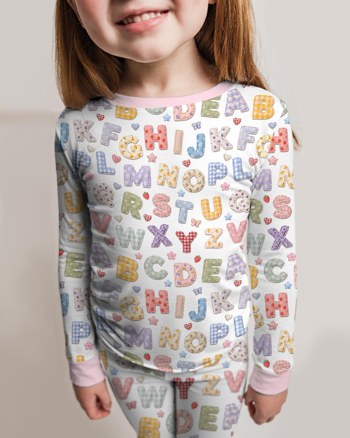 Fabric Alphabet Letters Bamboo Two Piece Long Sleeve Pajama Set