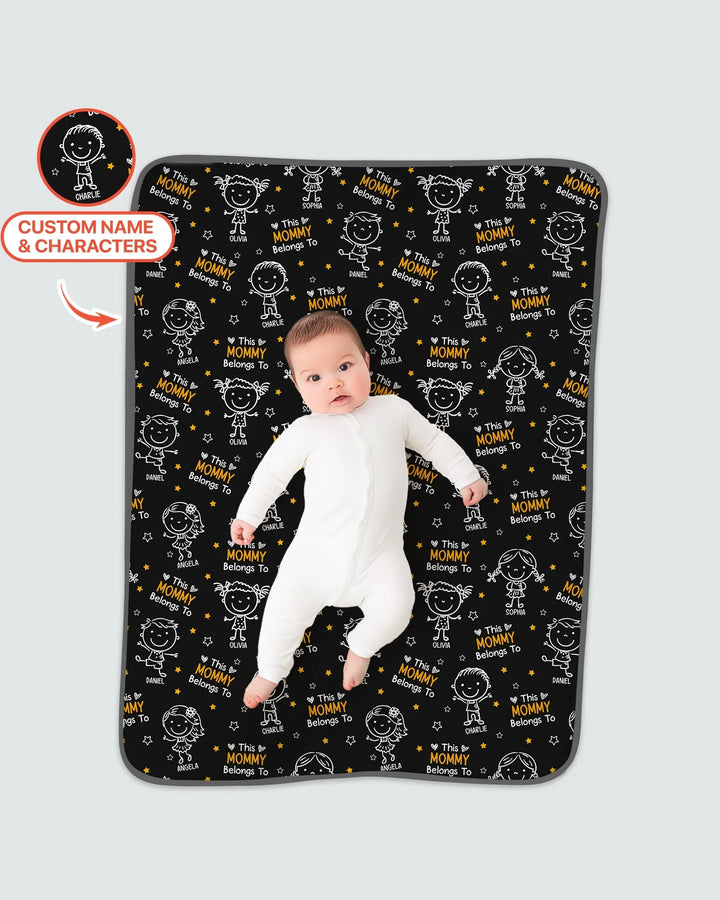 Manta de bambú con garabatos "Esta mamá pertenece a" y nombre personalizado