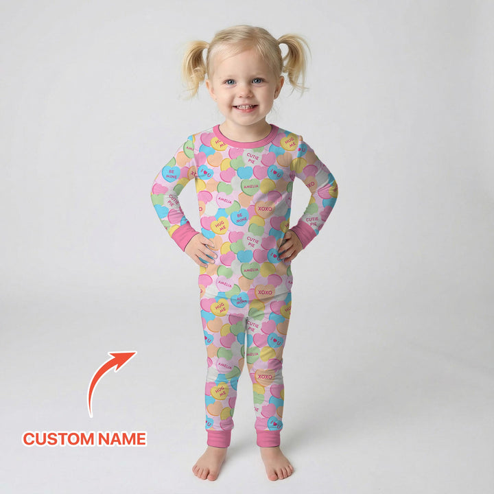 Valentine Candy Crush Family Matching Two Piece Long Sleeve Pajama Set