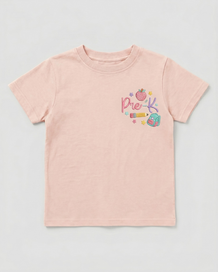 Custom Name Pre-K Embroidered Bamboo Crewneck T-Shirt