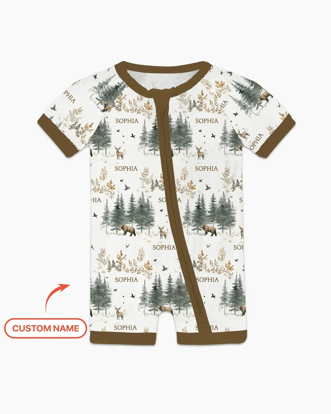 Custom Name Forest Bear Deer Bamboo Shorty Zippy