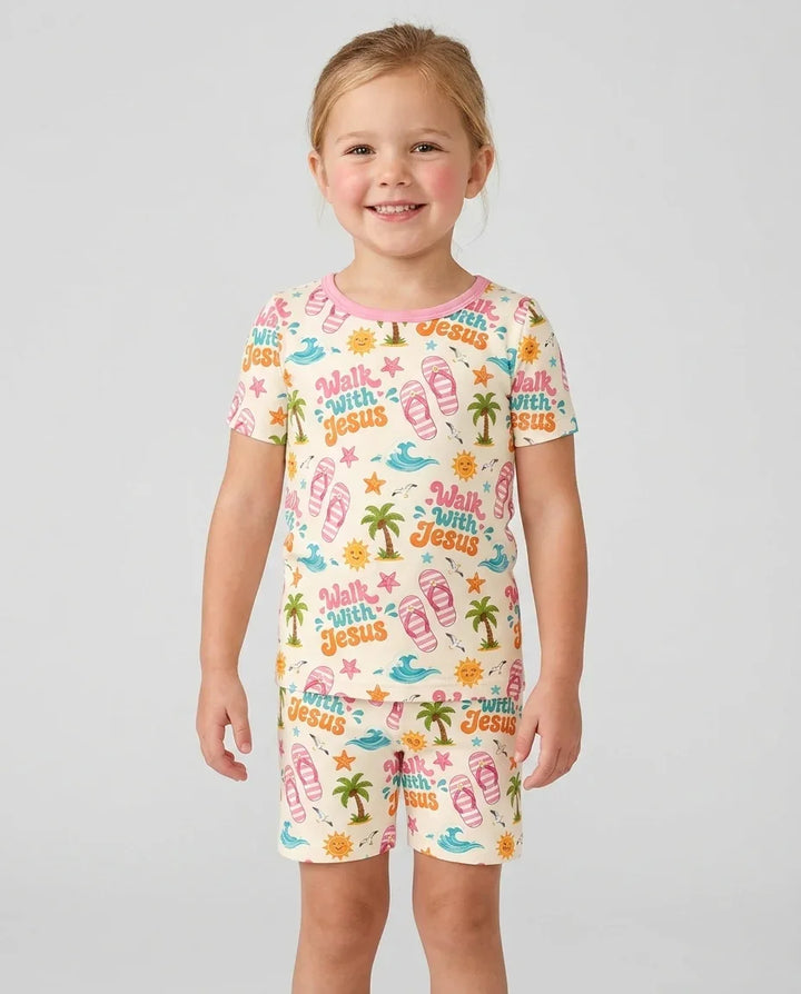 Template Zweiteiliges Pyjama-Set mit kurzen Ärmeln und Shorts