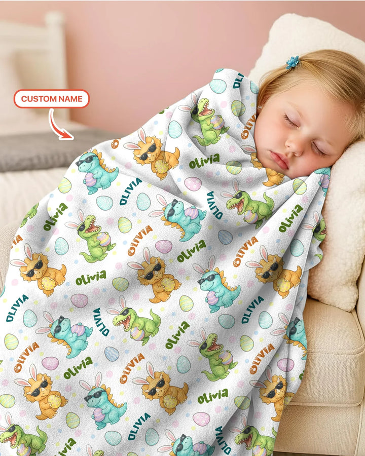 Custom Name Dinosaur on the Hunt Blanket