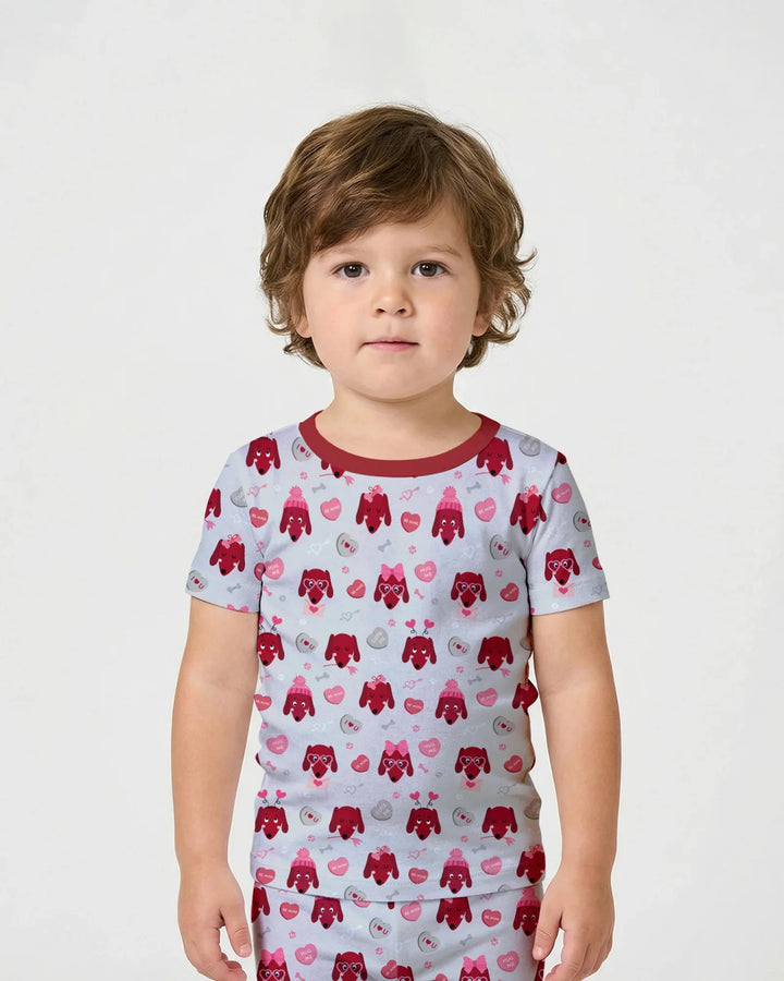 Dachshund Is My Valentine Two Piece Short Sleeve Shorts Pajama Set