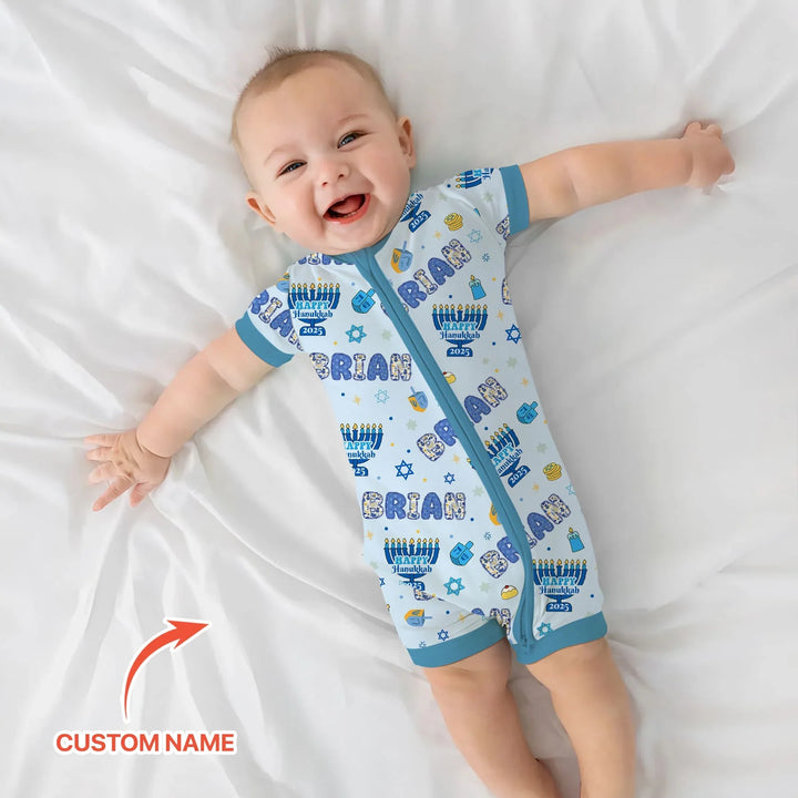 Custom name Happy Hanukkah 2025 Shorty Zippy