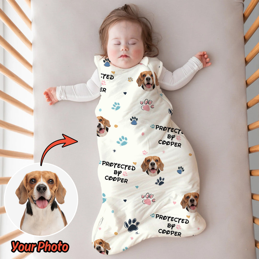 Custom Dog Photo Pattern Protected By Sleep Bag Lightweight 0.5 TOG