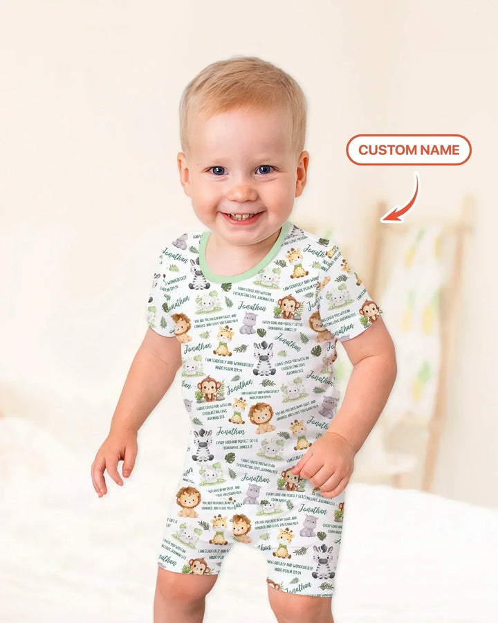 Zweiteiliges Pyjama-Set mit kurzen Ärmeln und Shorts im Sommer-Design