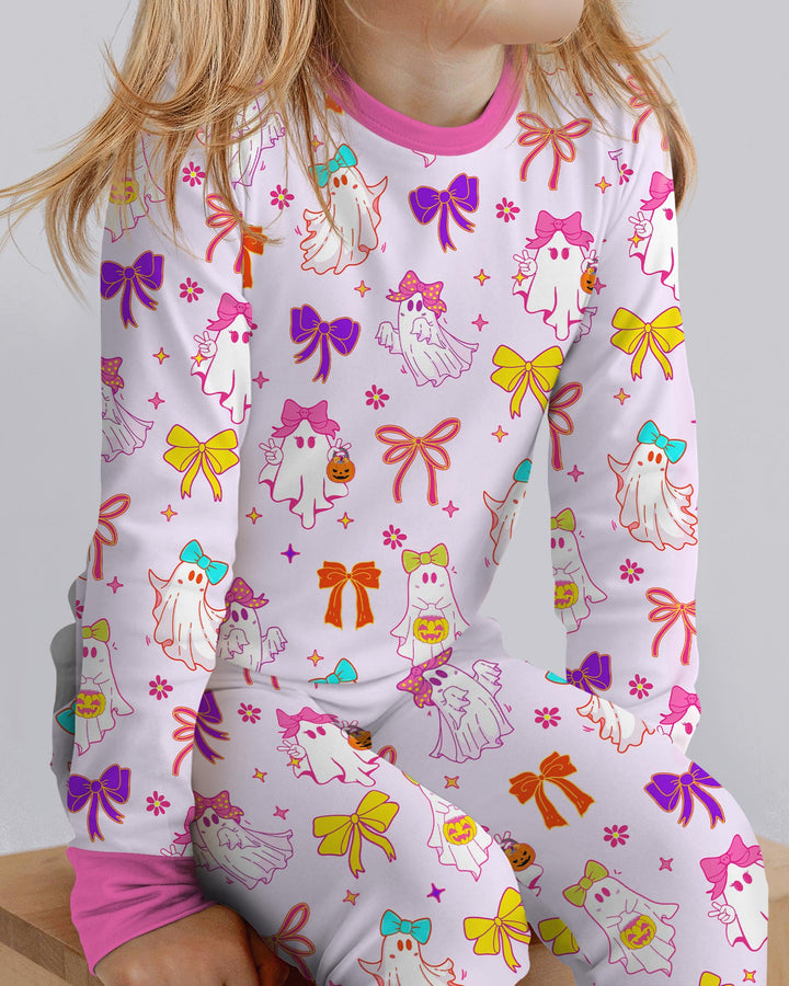 Coquette Ghost & Bow Bamboo Two Piece Long Sleeve Pajama Set